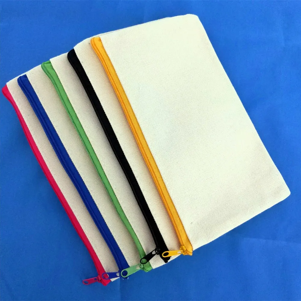 YONBEN Astuccio Sottile In Tela Di Cotone Beige - 20x7x1 Cm - Leggero E Portatile Per Penne E Righelli