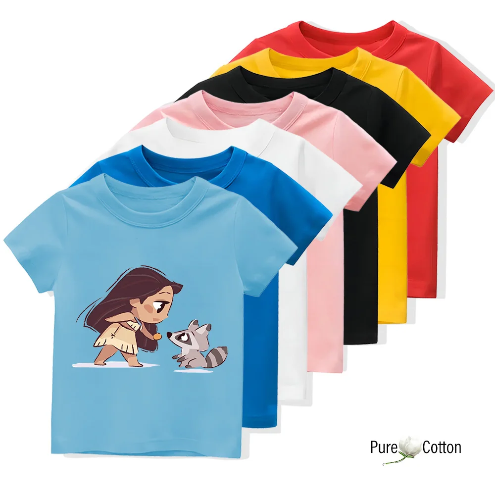 Four Seasons Kids T-shirt Disney 2 Little Fox and Little Girl Print Cute casual short sleeve Tops 100% cotton crewneck T-shirt 2