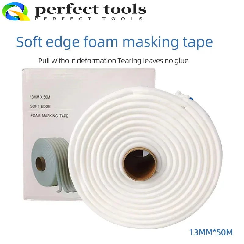 

13mm*50m Soft Edge Foam Masking Tape Overspray Protective Car Paint Spray Tool Sponge Tape Door Seal Shelter USE IN APERTURES