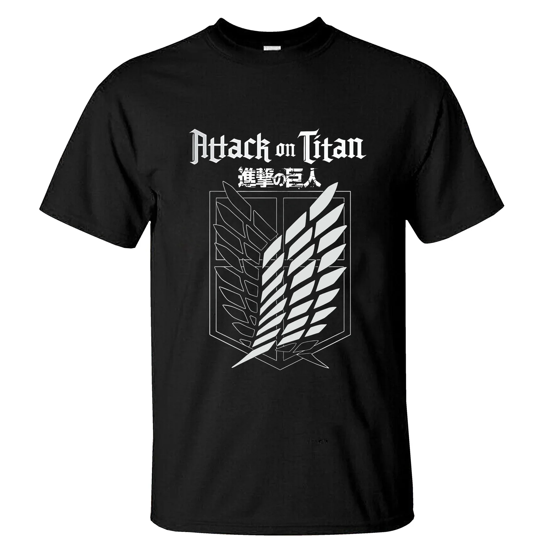 

2023 Hot Sale Summer 100% Cotton Outlined Scout Crest T-Shirt Black By Attack on Titan Men Cool Tee Hip Hop Streetwear T-shirt