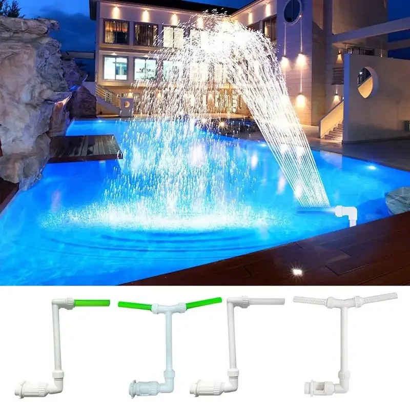 Swimming Pool Fountain Sprays Colorful LED Lights Pool Waterfall Fountains Outdoor Swimming Spa Pond Waterfall Decoration solar fountain water fountain garden pond fountain
