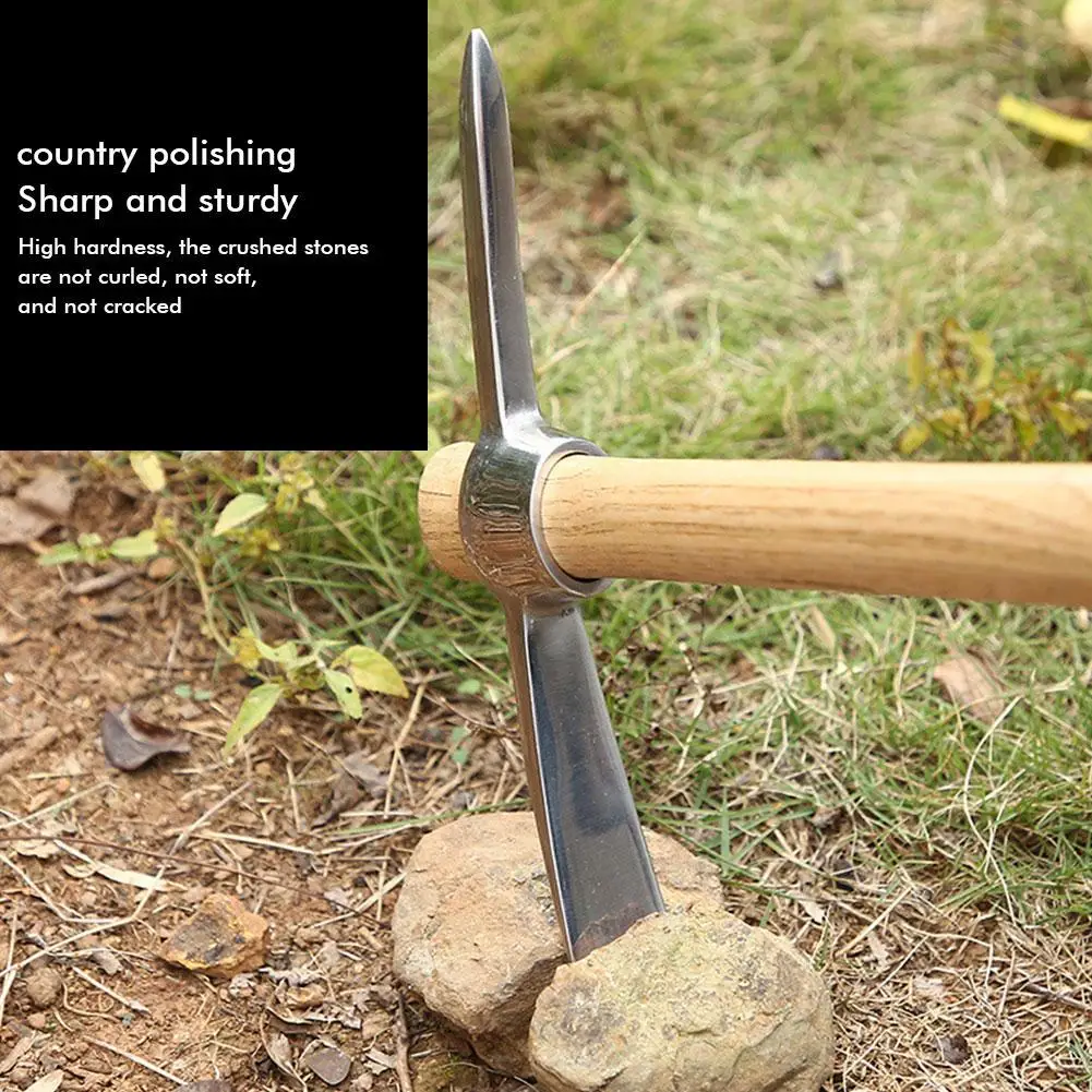 2-in-1 Multi-functional Pick Hoe Axe Integrated Stainless Steel Pick Stainless Steel Horticultural Hand Digging Tool Hoe