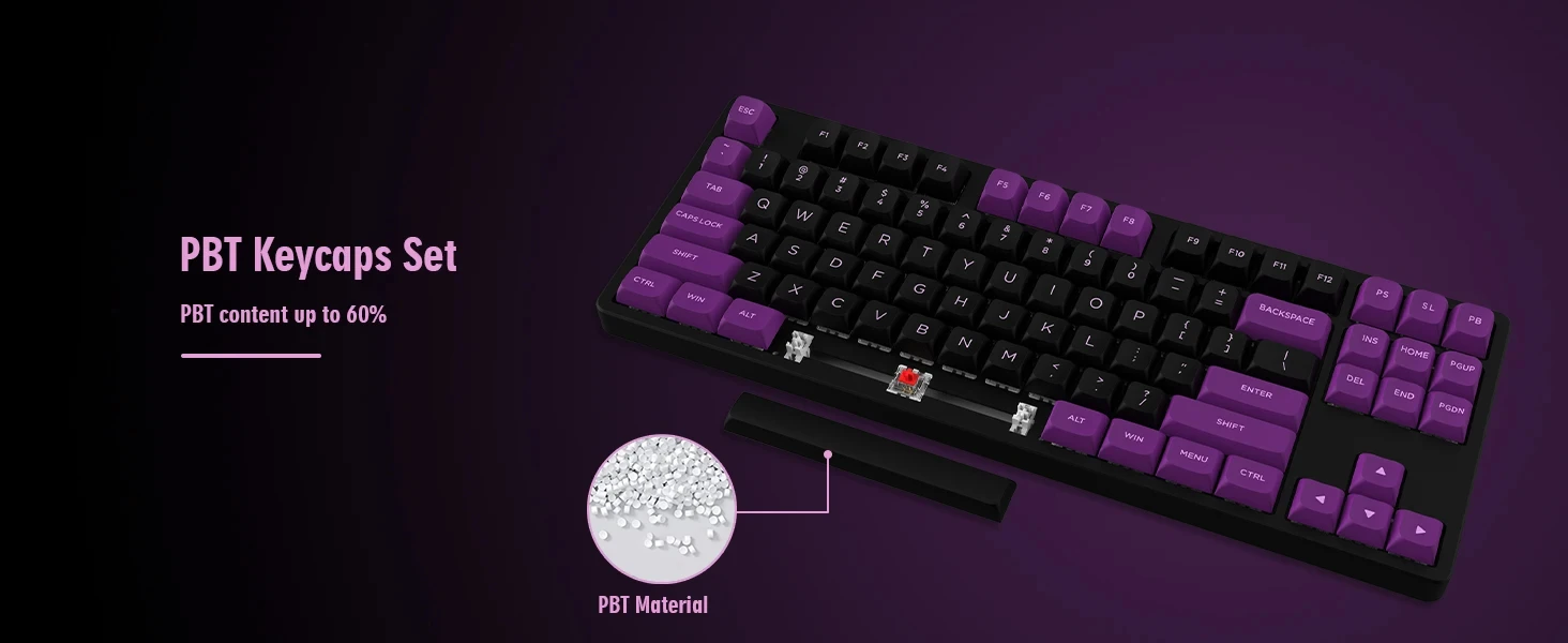 para jogos mecânicos, preto no roxo Keycaps