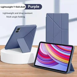Premium Y - Folding Leather & Silicone Tablet Stand Case - 12.1 for POCO Pad M1 12.1 (Purple)
