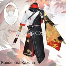 Genshin Impact Kaedehara Kazuha Cosplay Costume Uniform Wig Anime Halloween Costumes for Men Game
