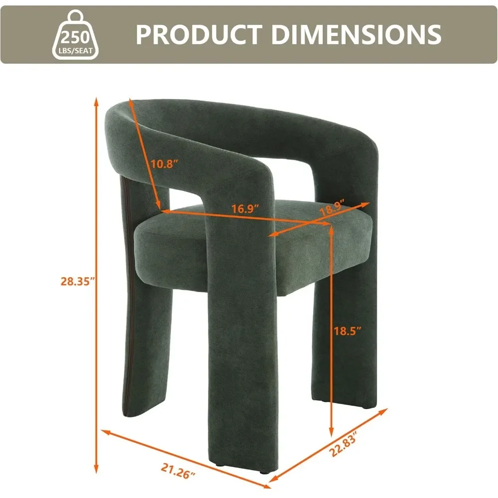 Modern Barrel Dining Chairs Set of 2, Upholstered Living Room Accent Chairs, Comfy Side Chair Lounge Armchair for Kitchen 3