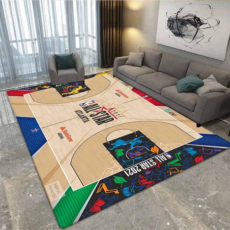3D 프린트 거실 카펫, NBA 농구 코트, 어린이 방, 크롤링 미끄럼 방지 바닥 매트, 스타디움 럭비 패션
