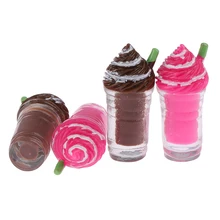 

2Pcs Cute Dollhouse Miniature Drink Ice Cream Cups Set Model Pretend Play Mini Food Fit Play House Toy Doll Accessories