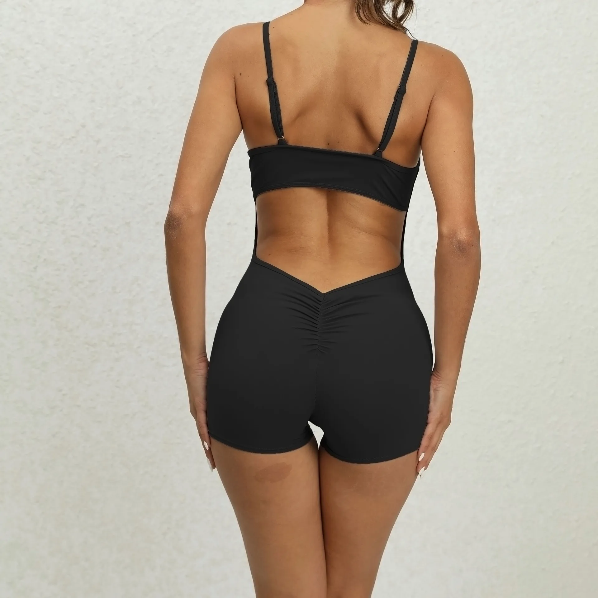 

SALSPOR Sport Jumpsuit Backless Fitness Bodysuit Women 1PCS Yoga Suit Stretchy Butt Lift Scrunch Workout Tight Workout Romper