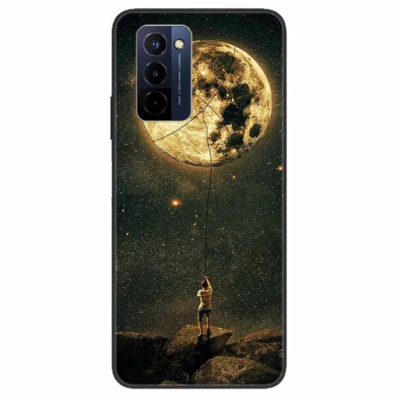 Stylish Black TPU Soft Silicone Bumper Case with Cartoon Flowers and Animals Design
