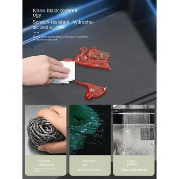 ถังขยะรังผึ้งอ่างล้างจานน้ําตกห้องครัวสแตนเลส Topmount อ่างล้างจานขนาดใหญ่ช่องเดียวอ่างล้างหน้าพร้อมก๊อกน้ําน้ําตก 2