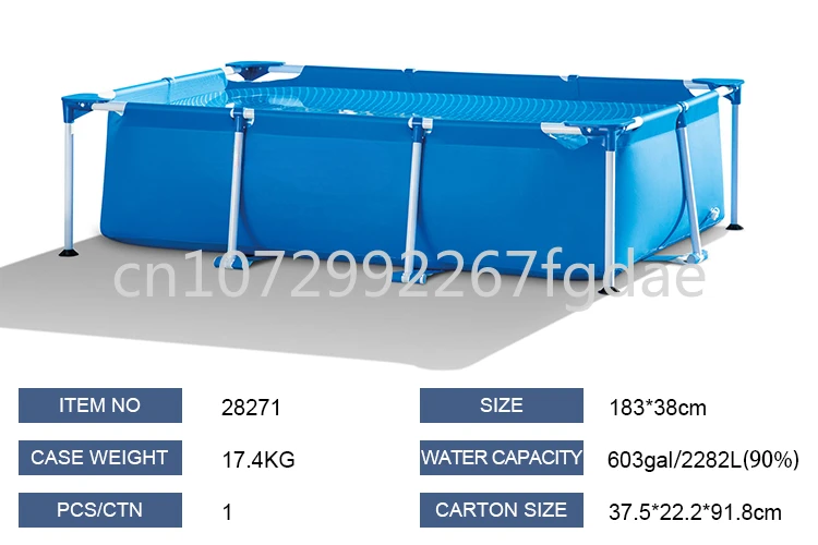 

28271 2.6 Meters X 1.6 Meters X 0.65 Meters Rectangular Frame Swimming Pool Large Metal Frame Backyard Swimming Pool