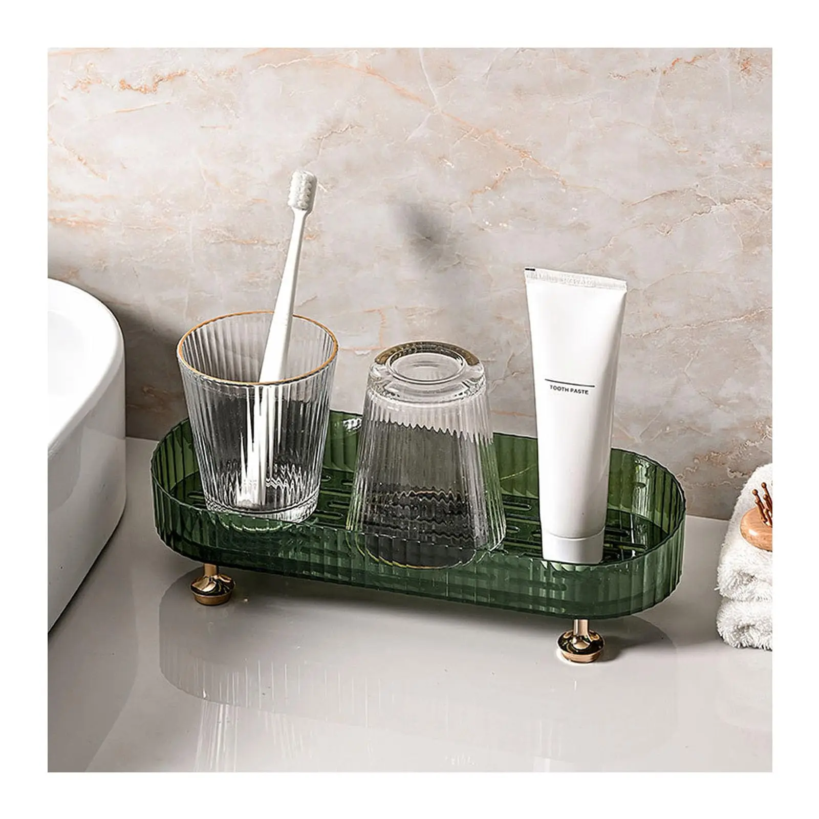 Clear Desktop Storage Box Makeup Perfume Organizer Tray, Small Bathroom Trays for Counter, Decorative Perfume Trays for Dresser, 6