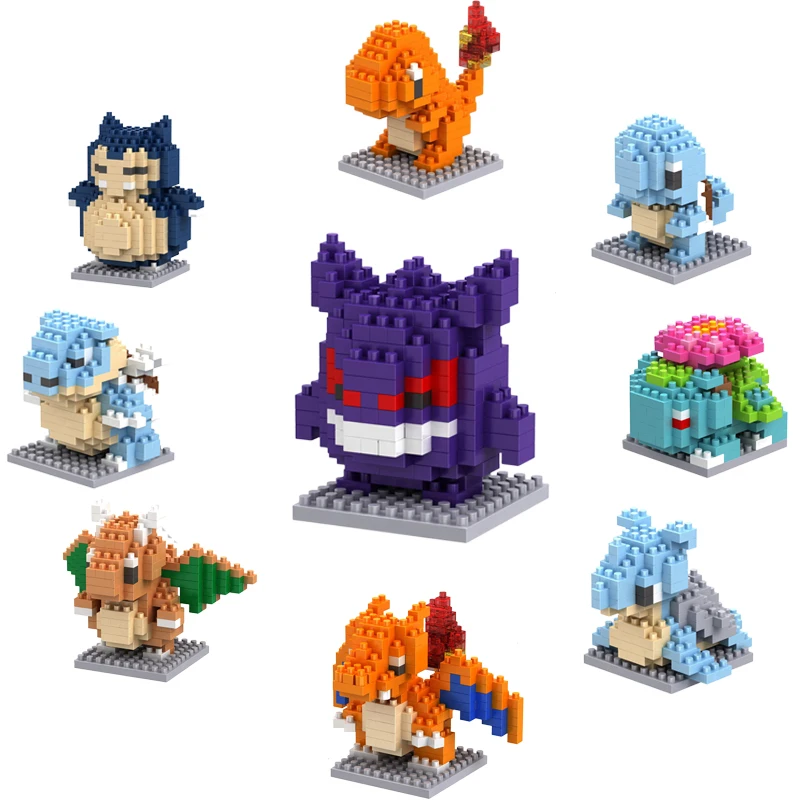Pokémon-Spielzeug-Bausteine, Pokémon-Action-Cartoon-Figur Pikachu, zusammenbaubares Modell, Bausteine für Jungen, Geburtstagsgeschenke