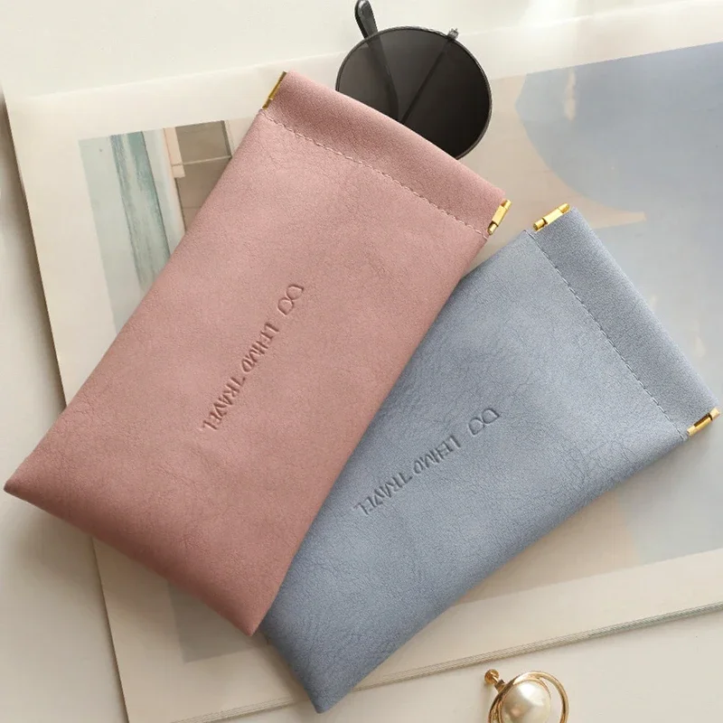 

Fashion Soft Leather Reading Glasses Bag Case Waterproof Solid Sun Glasses Pouch Simple Eyewear Storage Bags Eyewear Accessories