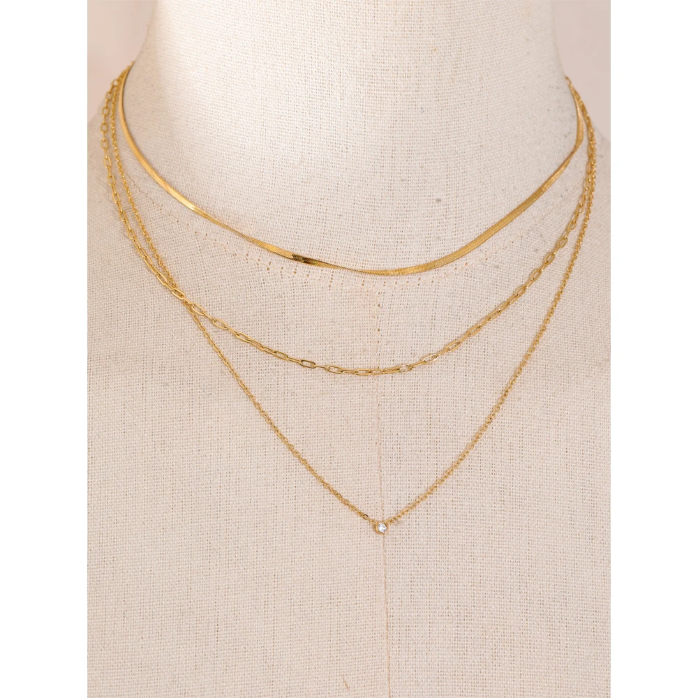 Yhpup Stainless Steel Layered Necklace