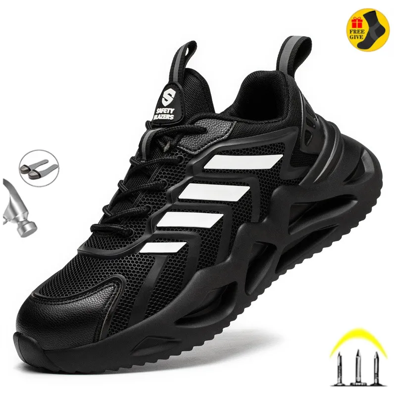 

New 2022 Work Sneakers Steel Toe Shoes Men Safety Shoes Puncture-Proof Work Shoes Boots Fashion Indestructible Footwear Security