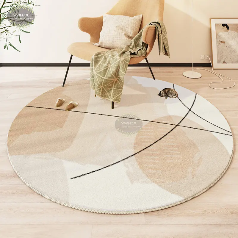 Round Flannel Rugs for Bedroom Nordic Minimalist Style Carpets for Living  Room Light Luxury Cloakroom Mat Non-slip Lounge Carpet - AliExpress