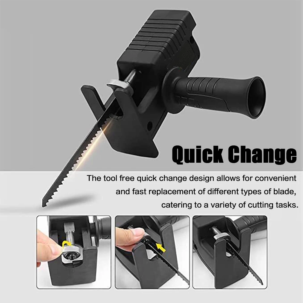 Reciprocating Saw Adapter Electric Drill Conversion Modified Chainsaw Power Tool Wood Cutter Machine Attachment with Blades 2
