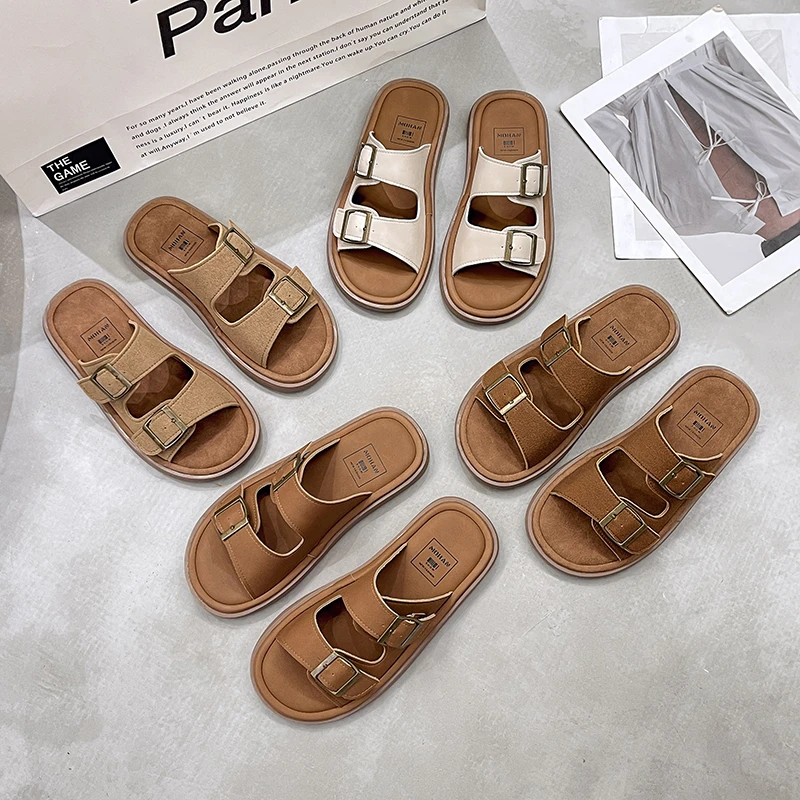 

Women's slippers outdoor 2024 summer new fashion simple retro comfortable beach shoes sandals large size