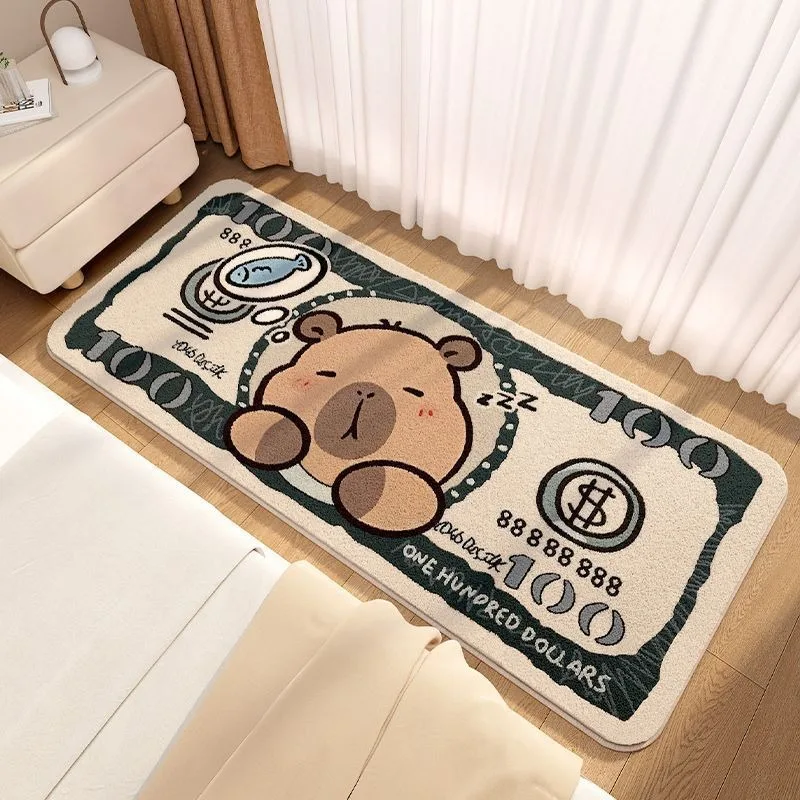 Bedroom Carpet Bedside Floor Mat Fluffy Long Carpets Brown Capybara Cute Animal Dollar Rug Home Decoration Rugs for Living Room 2