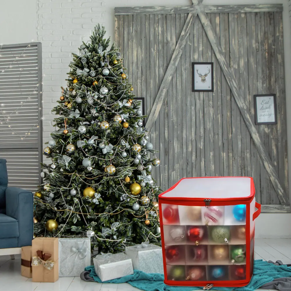 64 Grids Christmas Ornaments Storage Box Waterproof Tree Decoration Ball Box  Durable Christmas Balls Ornament Storage