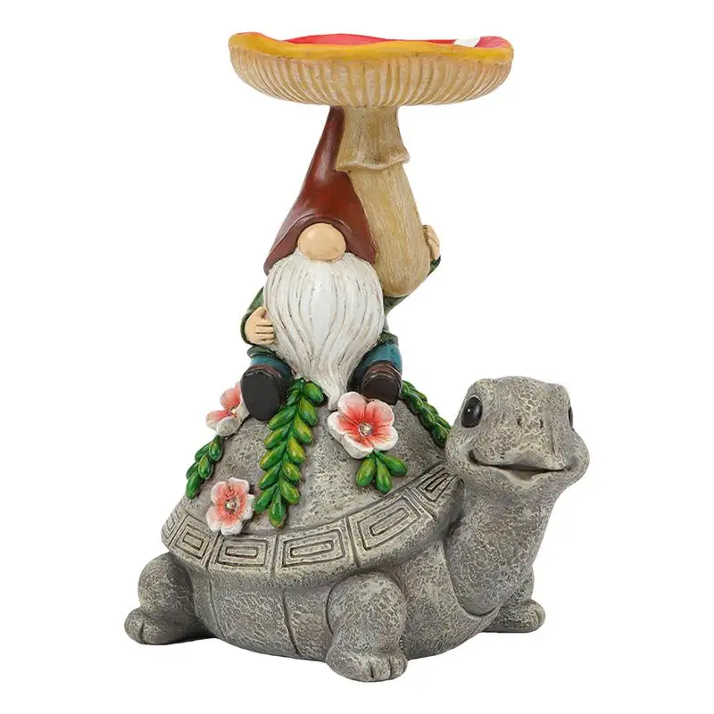 

Solar Garden Turtle Decor Creative Succulent Turtle Bird Feeder Resin Faceless Doll Design Statue 300mA For Balcony Decor