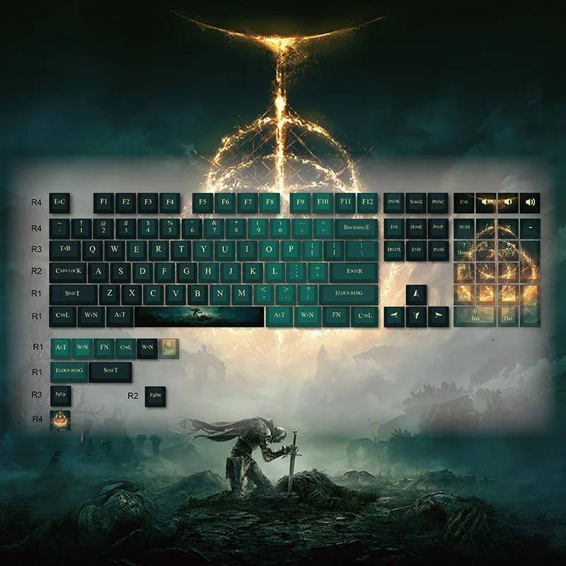 

Eldenfa Ring Keycaps Game Character Theme Unisex For Mechanical Keyboard Keycaps 87 / 104 / 108 Gifts Anime