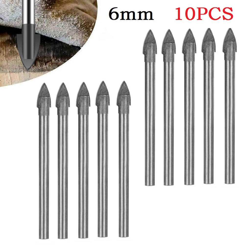 10PCS 3/4/5/6/8/10/12mm Dia Glass Drill Bit Tungsten Carbide Drilling Bit Head For Ceramic Tile Granite Wood Stone Cutter professional carbide steel drill glass tile cement wood hole opener stainless 6mm 8mm 10mm 12mm metal