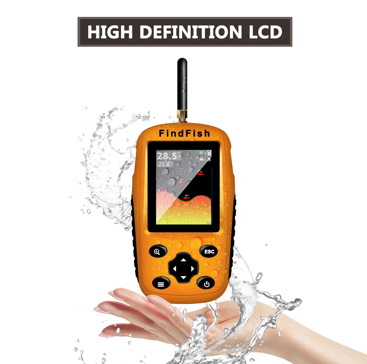Portable wireless sonar radar fish detector for fishing gear, fish finder for finding fish, sea fishing platform