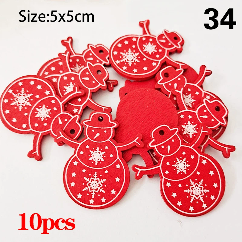 DIY Xmas Tree Hanging Pendants Christmas Wooden Ornaments Handicrafts christmas decorations 10Pcs/Lot