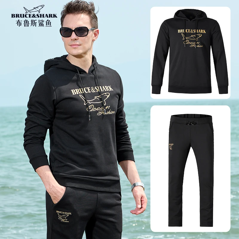 2022 Bruce&Shark Men's Tracksuit Top Quality Male Sports  Hoodies Men's Jogging Suit 2pieces loose Fashion Casual Style M to 3XL