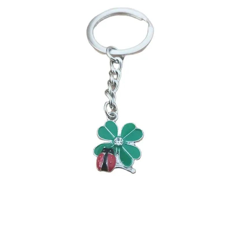 Porte-clés, Bijou de Sac trèfle à Quatre Feuilles Coccinelle, Porte-Bonheur