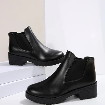 2025 Summer New Women's Fashion Short Boots High Heels Round Head Fashion Boots Casual Versatile Women's Shoes - Image 5