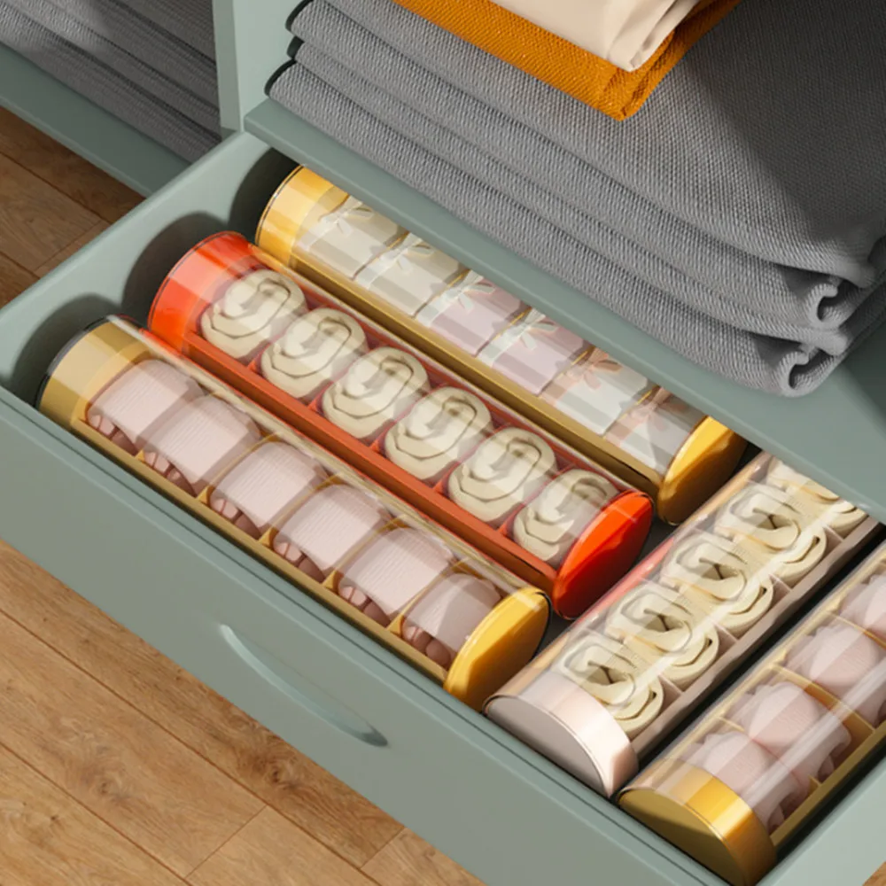 

Cylindrical Socks Storage Box Portable Dustproof Panties Socks Storage Box Artifact Drawer Organizer