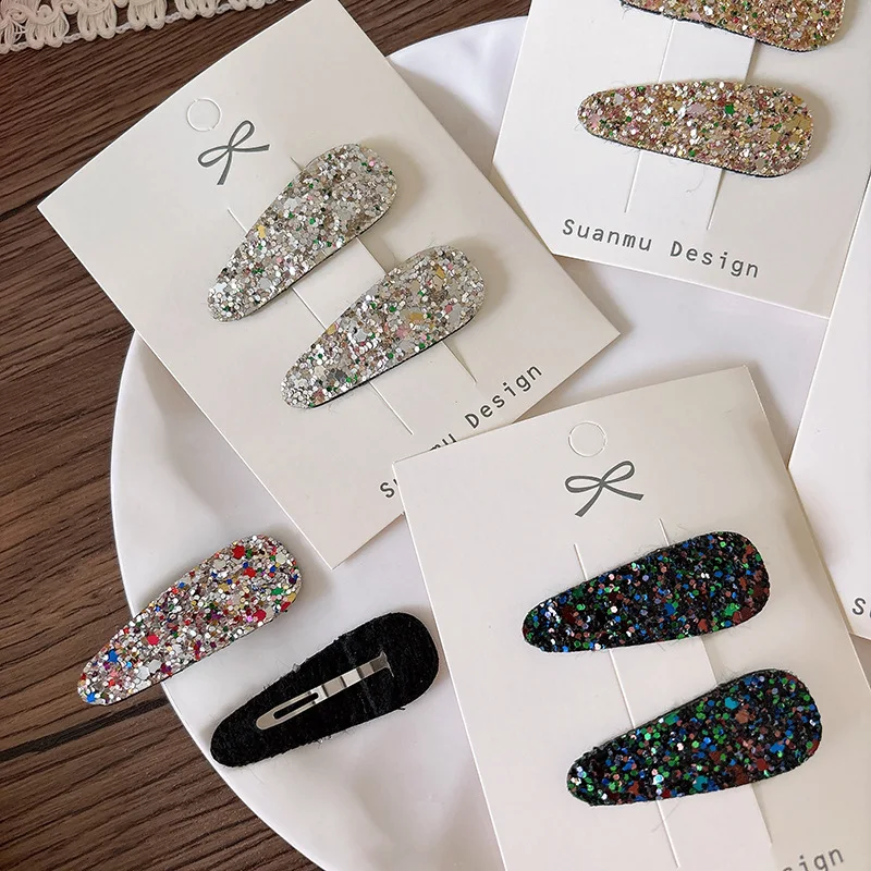 Simple Sequins Children's Water Drop Bangs Bb Clip Girl Side Broken Hair Clip Headwear Girls Kids Hair Accessories