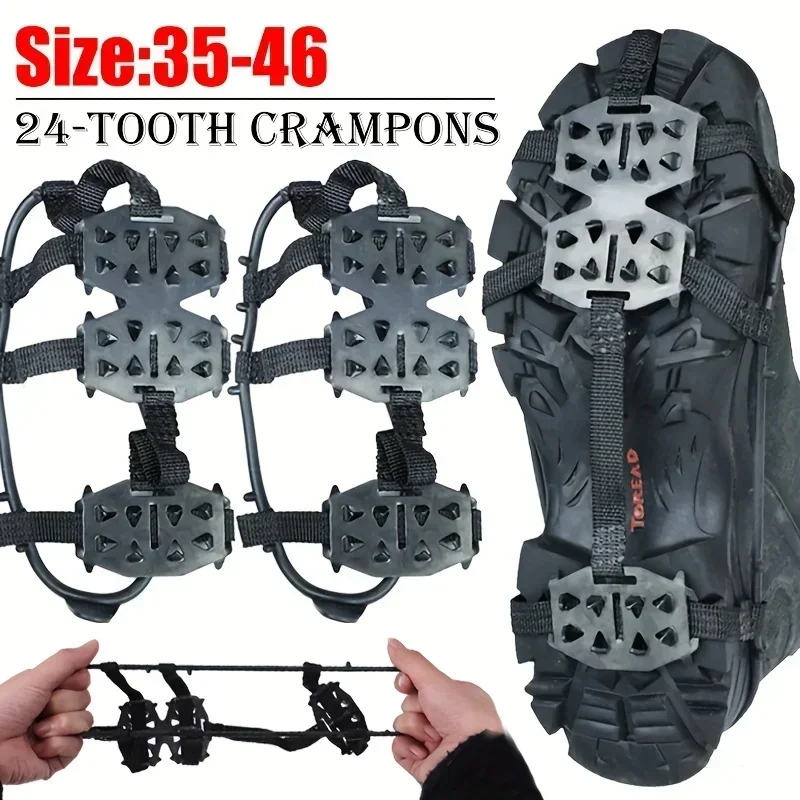 24 tooth anti slip ice claw-ice and snow shoe cover suitable for hiking rock climbing walking running and hunting snow crampons