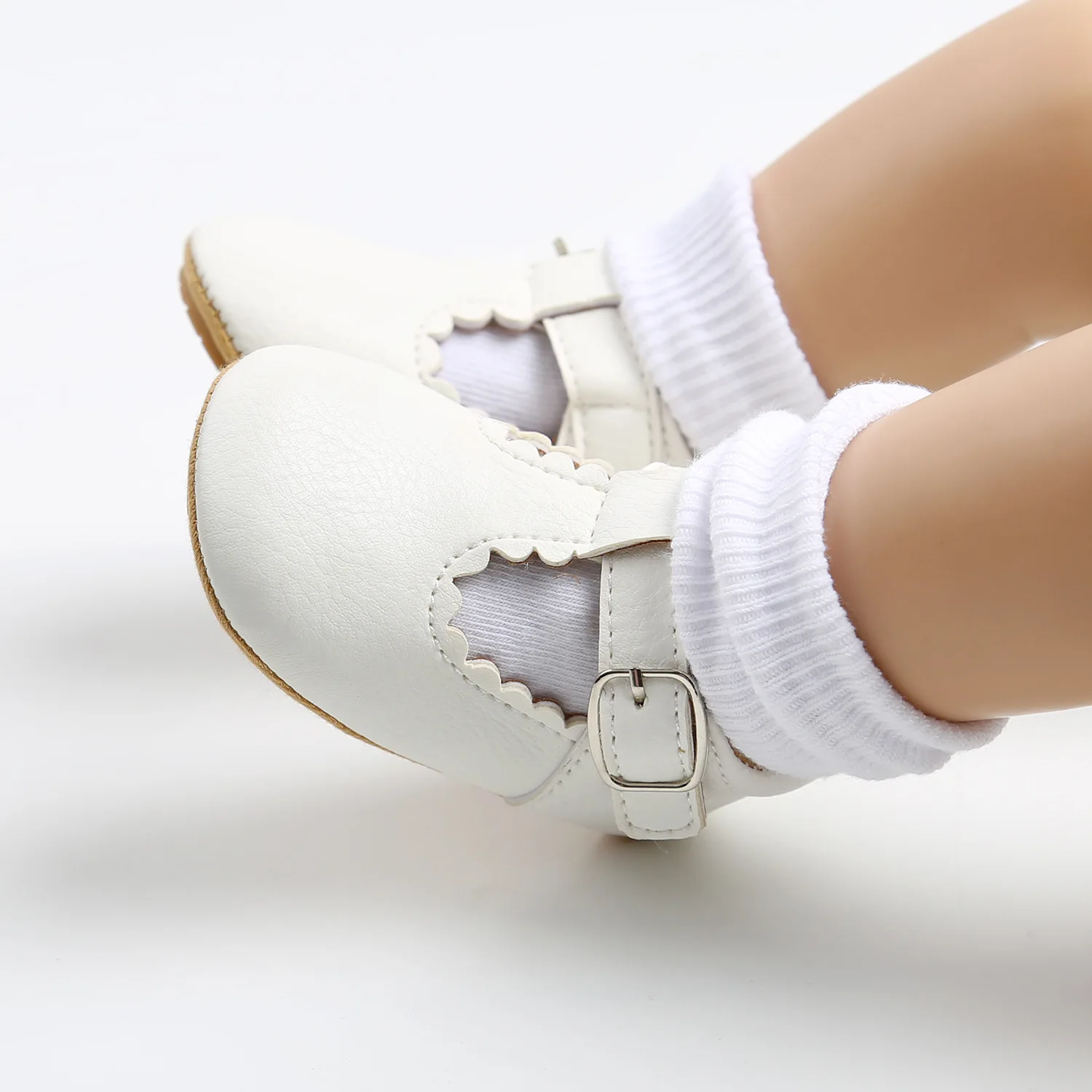 

Newborn Baby Shoes Stripe PU Leather Boy Girl Toddler Shoes Rubber Sole Anti-slip First Walkers Infant Moccasins 0-18Months