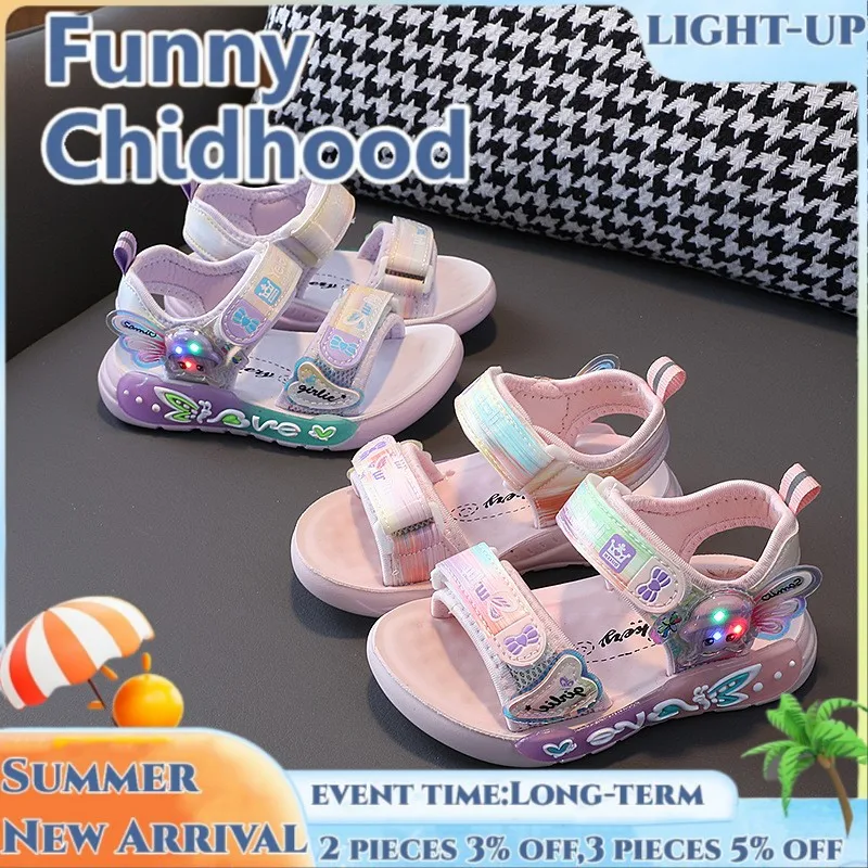 

LED Sandals for Your Little Fashionista - Waterproof Beach Shoes for Girls with Anti-Slip Soft Sole,Ages 1-6,Children's Footwear