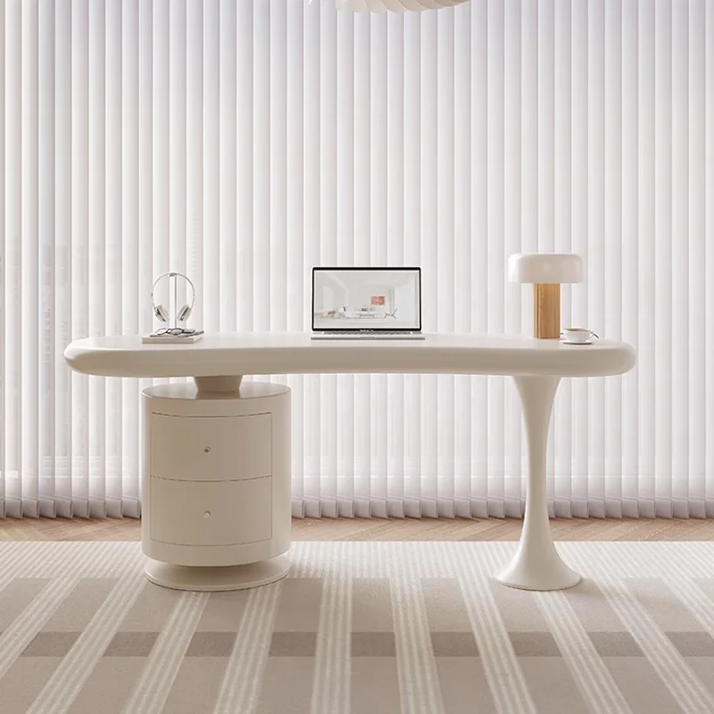 

Cream Style Desk Light Luxury Modern Simple Retro Study Shaped Office Computer Desk