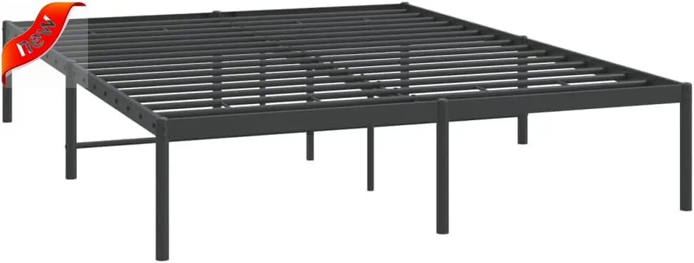 Metal Bed Frame Without Mattress Black Headboard Bed Supportive Mattress Base ﻿ Bedstead for Bedroom 59.1"x78.7"