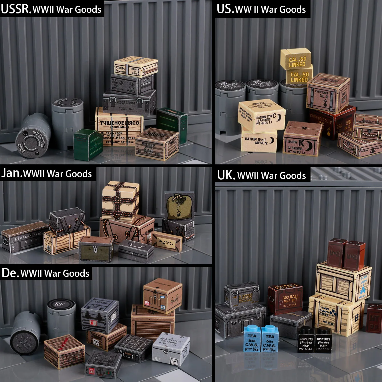 Ww2 Military War Goods Building Blocks Soldati Tedeschi Forniture Alimentari Storage Us Army Figures Armi Box Mattoni Giocattoli Regalo Per Bambini
