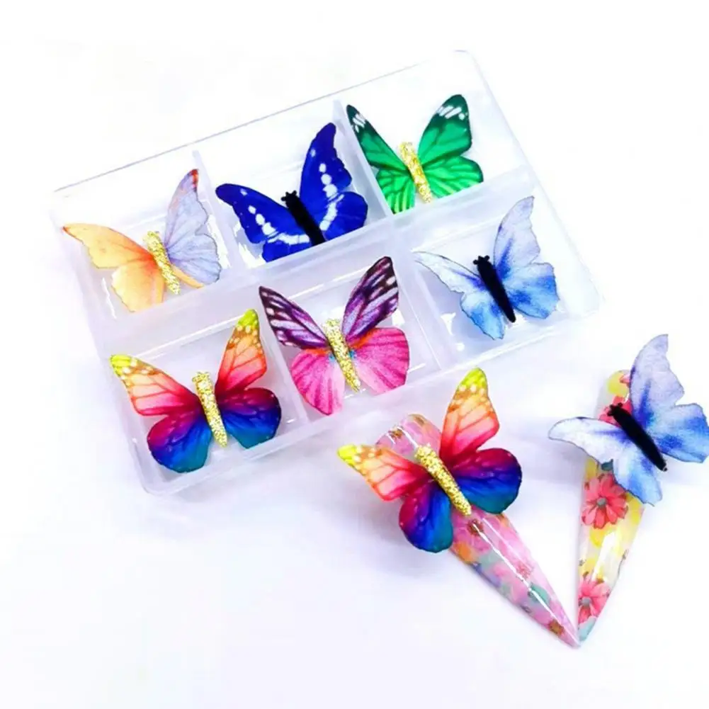 

6Pcs Delicate Luxury Removable Shining Vivid 3D Butterfly Nail Decorations Prop Nail Supplies Nail Charms Nail Jewelry
