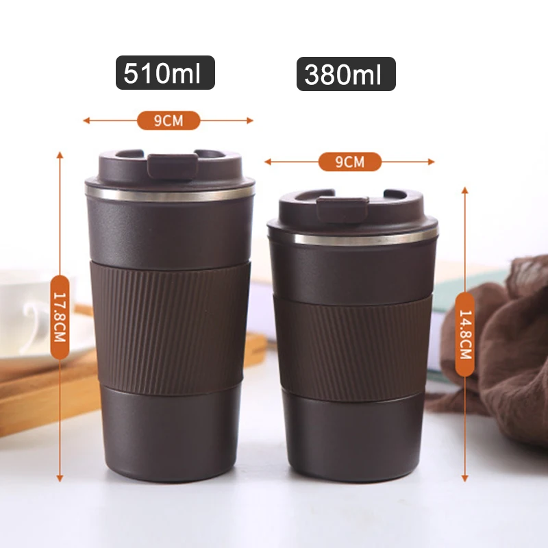 Thermo Cafe Car Thermos Mug for Tea Water Coffee Leak_Proof Travel Thermo  Cup Coffee Mug 380/510ML Double Stainless Steel - AliExpress