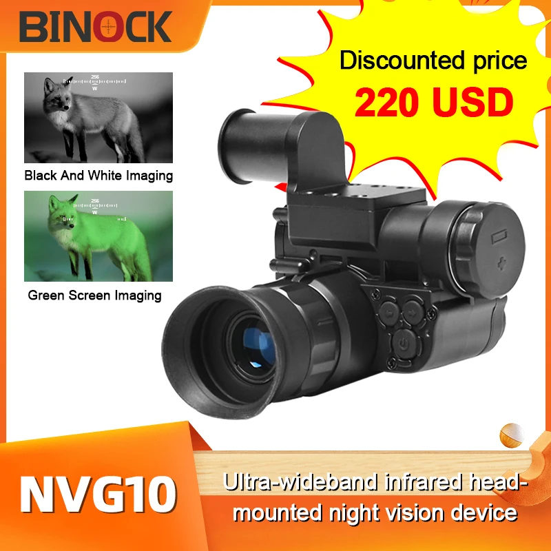 

BINOCK NVG10 FHD digital infrared Head mounted outdoor Helmet type Single tube monocular night vision goggles campling hunting