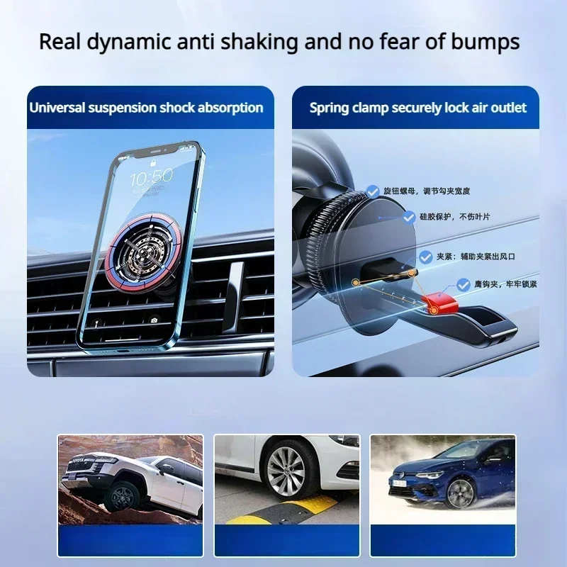 Eary Magnetic Car Phone Holder 360°Rotation Air Vent Shock Absorption Phone Mount Fit All iPhone 16 15 Pro Max Samsung S25 S24
