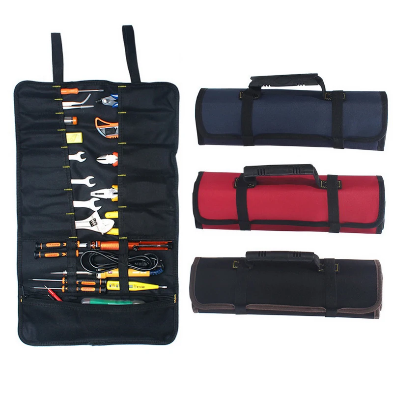 

Multifunction Roller Tool Bags Oxford Canvas Practical Handles Bags Chisel Electrician Carrying Toolkit Instrument Package Case