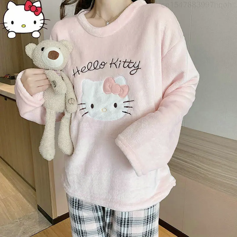 Sanrio Hello Kitty Elegant Warm Thick Women Pijamas Y2k, 49% OFF