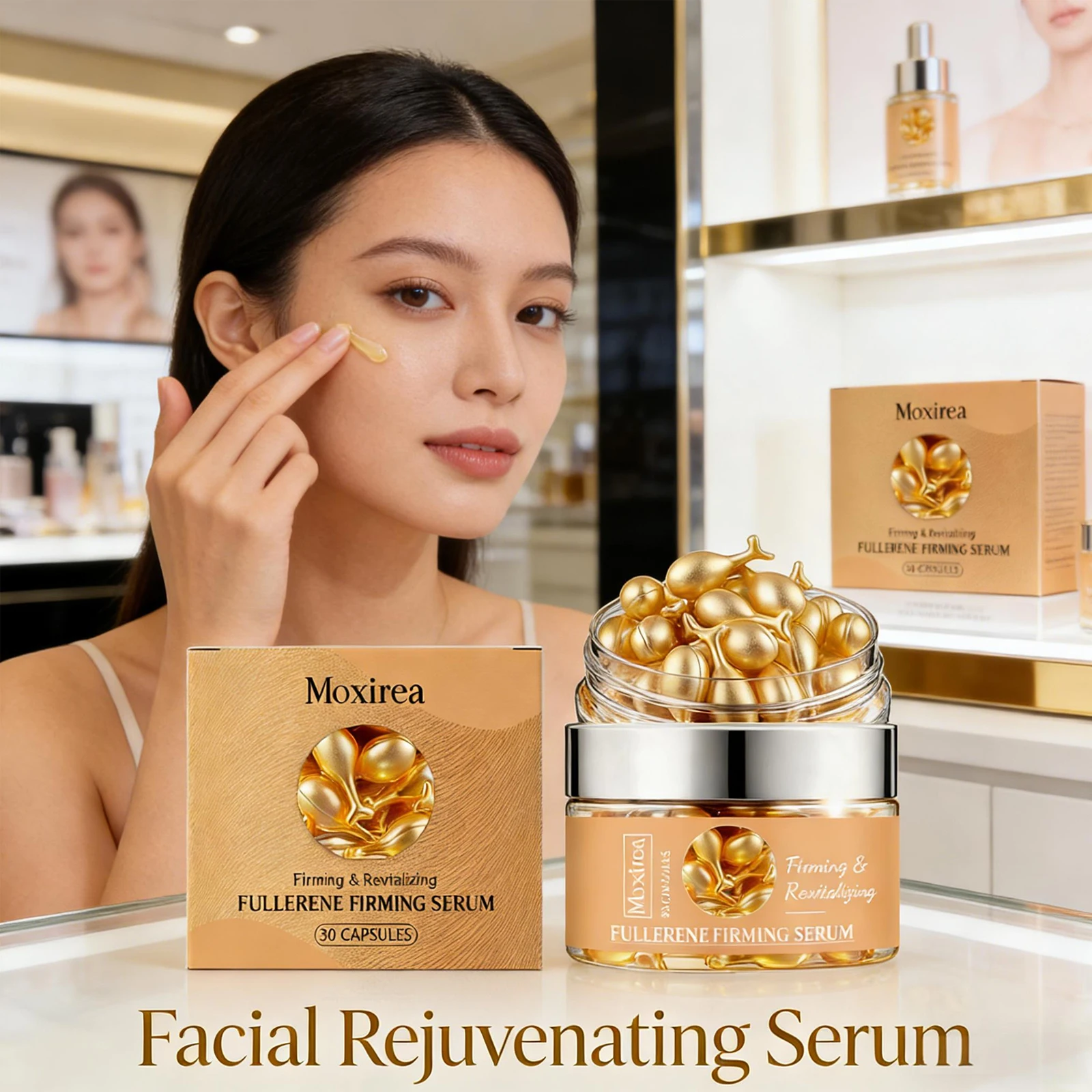 Cápsulas de Essência Facial Hidratante e Firmadora, Melhoram a Rugosidade e Opacidade, Clareiam Linhas Finas, Elevam o Contorno, Aumentam o Colágeno, Sérum Facial 3