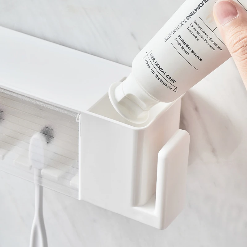 Wall-Mounted Bathroom Shelf with Toothbrush & Toothpaste Holder – Suction Cup Toiletries Organizer 5